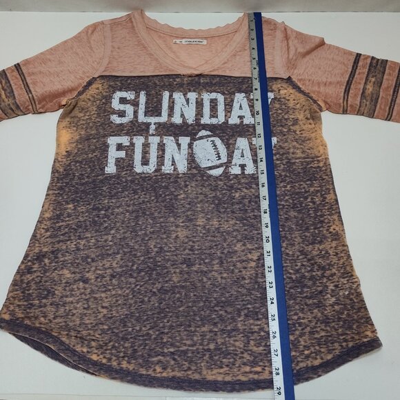 Maurices Sunday Funday Graphic 3/4 Sleeve Burnwash Casual Tee Size 0 (38" Chest) - Picture 7 of 7